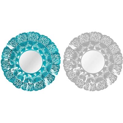 Lustro ścienne DKD Home Decor Niebieski Biały Koral Śródziemnomorski - Lustro ścienne Lustro ścienne DKD Home Decor Niebieski Biały Koral Śródziemnomorski - Lustro ścienne