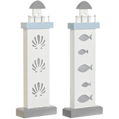Figure Décorative DKD Home Decor Bleu Blanc Phare Spirales Méditerranéen - Décoration - Publicité Figure Décorative DKD Home Decor Bleu Blanc Phare Spirales Méditerranéen - Décoration - Publicité