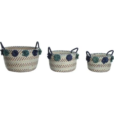 Ensemble de paniers DKD Home Decor - Multicolore - Pompons - 3 Paniers - Décoration Maison Ensemble de paniers DKD Home Decor - Multicolore - Pompons - 3 Paniers - Décoration Maison