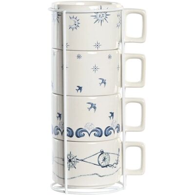 Ensemble de Tasses à Café DKD Home Decor Bleu Blanc Métal Dolomite 260 ml - Coffee Cup Set Ensemble de Tasses à Café DKD Home Decor Bleu Blanc Métal Dolomite 260 ml - Coffee Cup Set