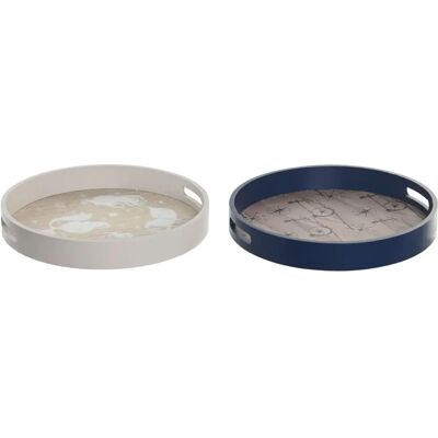 DKD Home Decor Bleu Blanc 35x35x5cm MDF Bois Plateau Apéritifs - Plateau Apéritifs DKD Home Decor Bleu Blanc 35x35x5cm MDF Bois Plateau Apéritifs - Plateau Apéritifs