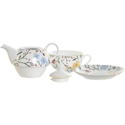Set de Thé en Porcelaine DKD Home Decor - Fleuri, Multicolore Set de Thé en Porcelaine DKD Home Decor - Fleuri, Multicolore