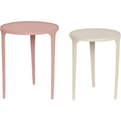 DKD Home Decor Rosa Beige Aluminium 2 Bord - Bord DKD Home Decor Rosa Beige Aluminium 2 Bord - Bord