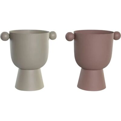 DKD Home Decor Vaso - 32x22x32cm Beige Rosa Ferro Set da 2 DKD Home Decor Vaso - 32x22x32cm Beige Rosa Ferro Set da 2