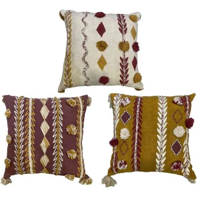 Poduszka DKD Home Decor - 40x15x40cm - Biały Kasztanowy Musztarda - Zestaw 3 Poduszka DKD Home Decor - 40x15x40cm - Biały Kasztanowy Musztarda - Zestaw 3