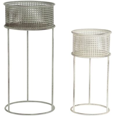 Ensemble de Pots de Fleurs DKD Home Decor - Métal Blanc Vintage - Jardinière Ensemble de Pots de Fleurs DKD Home Decor - Métal Blanc Vintage - Jardinière
