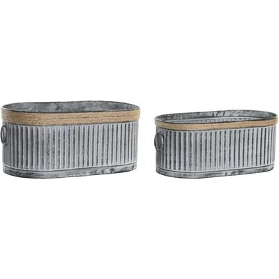 DKD Home Decor Pots de Fleurs Métal Bois Gris Vintage - Pots de fleurs DKD Home Decor Pots de Fleurs Métal Bois Gris Vintage - Pots de fleurs