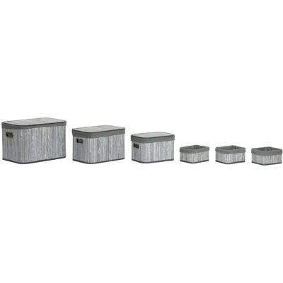 Conjunto de Cestas DKD Home Decor - Blanco y Gris - Caja decorativa Conjunto de Cestas DKD Home Decor - Blanco y Gris - Caja decorativa