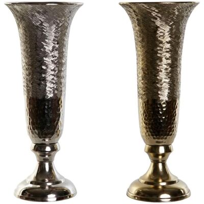 Vase en Aluminium Or Argent DKD Home Decor - 2 Unités Vase en Aluminium Or Argent DKD Home Decor - 2 Unités