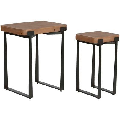 HOME ESPRIT - Satz mit 2 Tischen - Braun Schwarz Eisen Holz 50x38x62cm HOME ESPRIT - Satz mit 2 Tischen - Braun Schwarz Eisen Holz 50x38x62cm