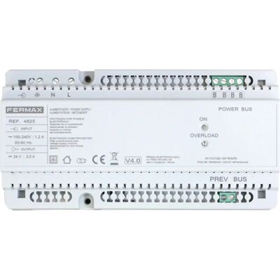 Fermax 4825 Fuente de alimentación - 24V DC 2.5A - DIN-10, LED de sobrecarga Fermax 4825 Fuente de alimentación - 24V DC 2.5A - DIN-10, LED de sobrecarga