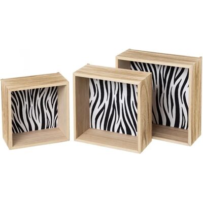 BAKAJI - Set 3 Cubo Parete - Zebra - Mensole da parete BAKAJI - Set 3 Cubo Parete - Zebra - Mensole da parete