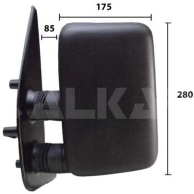 Alkar 9250961 Side Mirror - Convex, Short Arm, Manual Alkar 9250961 Side Mirror - Convex, Short Arm, Manual