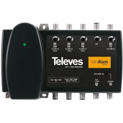 Televes Amplificatore Centrale Minikom Banda Larga 4 Entrate - FM-BIII-UHF-Fi Televes Amplificatore Centrale Minikom Banda Larga 4 Entrate - FM-BIII-UHF-Fi