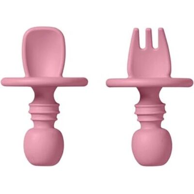 Set de Cubiertos Seguros para Bebés Rosa - Saro Set de Cubiertos Seguros para Bebés Rosa - Saro