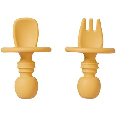 Conjunto de talheres para bebê Saro - Anti-Engasgar, Amarelo Conjunto de talheres para bebê Saro - Anti-Engasgar, Amarelo