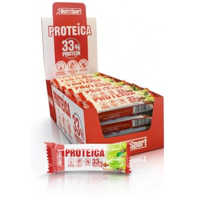 Barre protéique Nutrisport - Lait, Pomme - Collation protéinée - Publicité Barre protéique Nutrisport - Lait, Pomme - Collation protéinée - Publicité