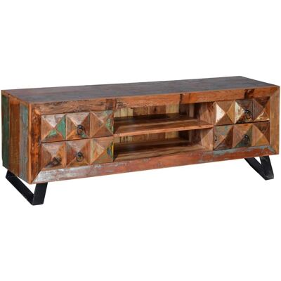 Giner y Colomer Recyklingowane drewno TV-mebel - Wielokolorowe - 55x40x155 cm Giner y Colomer Recyklingowane drewno TV-mebel - Wielokolorowe - 55x40x155 cm