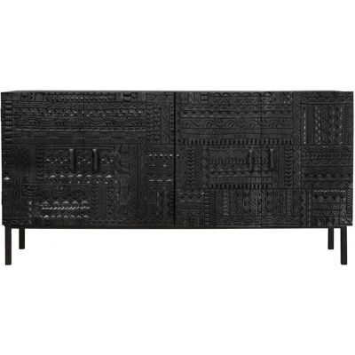 Giner Y Colomer Credenza z Litego Drewna Mango - Ręcznie Rzeźbione Hieroglify - 85x40x180 Giner Y Colomer Credenza z Litego Drewna Mango - Ręcznie Rzeźbione Hieroglify - 85x40x180
