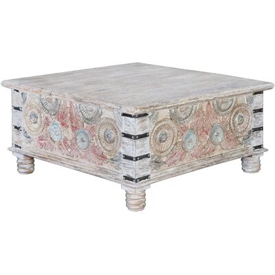 Giner Y Colomer stolik kawowy z mango - Wielokolorowy - 90x45x90cm Giner Y Colomer stolik kawowy z mango - Wielokolorowy - 90x45x90cm
