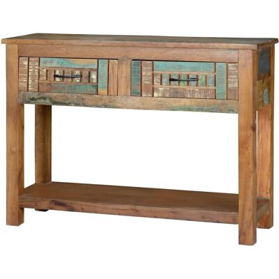 Giner y Colomer Consola de Madera Reciclada Multicolor - 2 Cajones - 76x33x106 cm Giner y Colomer Consola de Madera Reciclada Multicolor - 2 Cajones - 76x33x106 cm