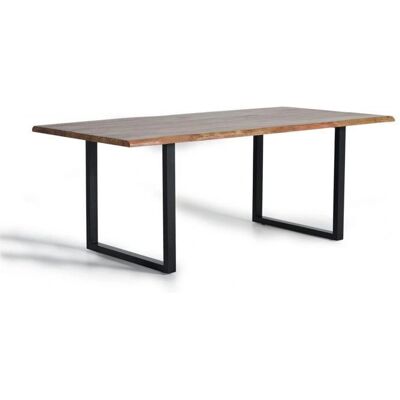 Stół Jadalniany z Naturalnego Dębu i Czarnych Metalowych Nóg - 78x100x200 Stół Jadalniany z Naturalnego Dębu i Czarnych Metalowych Nóg - 78x100x200