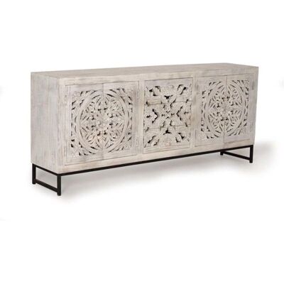 Buffet en manguier Giner y Colomer - 4 portes, 3 tiroirs - 81x38x190cm Buffet en manguier Giner y Colomer - 4 portes, 3 tiroirs - 81x38x190cm