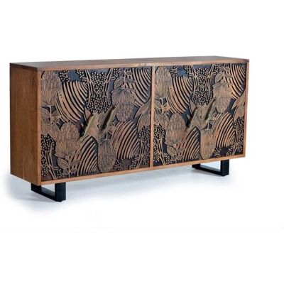 Giner y Colomer Buffet en bois d'acacia - Détails sculptés - 190cm - Publicité Giner y Colomer Buffet en bois d'acacia - Détails sculptés - 190cm - Publicité