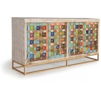 Giner Y Colomer Credenza - Mangófa 4-ovi monivärinen pronssilla Giner Y Colomer Credenza - Mangófa 4-ovi monivärinen pronssilla