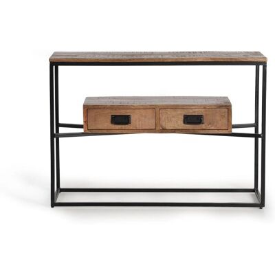 Giner y Colomer Mango Drewno i Metal Konsola - Naturalny & Czarny - 78x35x110 Giner y Colomer Mango Drewno i Metal Konsola - Naturalny & Czarny - 78x35x110