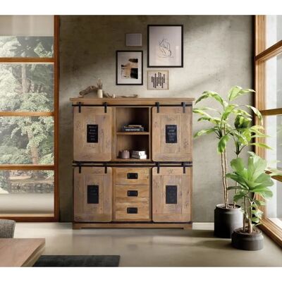 Credence en Mango Giner y Colomer - 4 Portes Coulissants, 3 Tiroirs - Rangement Moderne - Publicité Credence en Mango Giner y Colomer - 4 Portes Coulissants, 3 Tiroirs - Rangement Moderne - Publicité