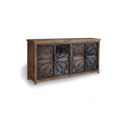 Giner Y Colomer Credenza en Bois de Mango - 4 Portes & Accents en Métal - Publicité Giner Y Colomer Credenza en Bois de Mango - 4 Portes & Accents en Métal - Publicité