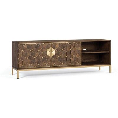 Mueble de TV de madera de mango Giner y Colomer - 2 puertas, 2 compartimentos - 50x40x145 cm Mueble de TV de madera de mango Giner y Colomer - 2 puertas, 2 compartimentos - 50x40x145 cm
