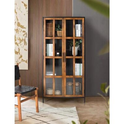 Vitrine Giner Y Colomer en Bois de Mangue et Métal - 180x90x40cm - Publicité Vitrine Giner Y Colomer en Bois de Mangue et Métal - 180x90x40cm - Publicité