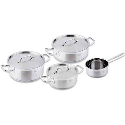 Set di Pentole in Acciaio Inox BOJ - 4 Pezzi - Premium, Adatto a Tutti i Fuochi Set di Pentole in Acciaio Inox BOJ - 4 Pezzi - Premium, Adatto a Tutti i Fuochi