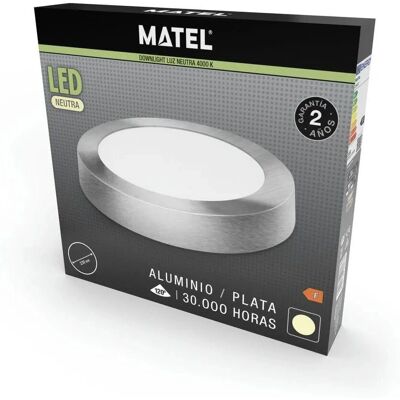 MATEL Spot LED Surface Ronde Argent 24W - Downlight - Publicité MATEL Spot LED Surface Ronde Argent 24W - Downlight - Publicité
