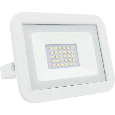 Projecteur LED Plat Blanc 20W IP65 Extérieur - Publicité Projecteur LED Plat Blanc 20W IP65 Extérieur - Publicité