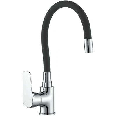 Alfa Dyser - Grifo Monomando para Fregadero con Caño Flexible de Goma Negro Alfa Dyser - Grifo Monomando para Fregadero con Caño Flexible de Goma Negro