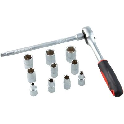 Set de clés à douille et à cliquet Stein - 10 douilles, chrome vanadium, 1/4” - Publicité Set de clés à douille et à cliquet Stein - 10 douilles, chrome vanadium, 1/4” - Publicité