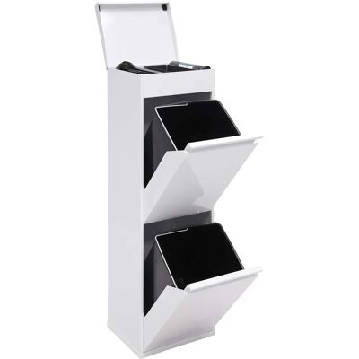 Arregui Steel Dual Trash Bin with Top Shelf - Indoor Waste Sorting Arregui Steel Dual Trash Bin with Top Shelf - Indoor Waste Sorting