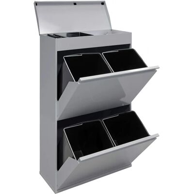 Arregui Steel 4-Bin Recycling Trash Can - Indoor Use Arregui Steel 4-Bin Recycling Trash Can - Indoor Use