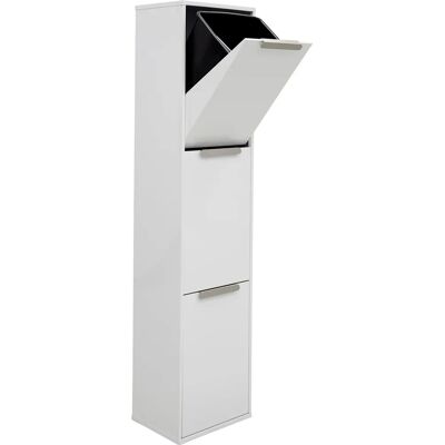 Arregui Cubo de reciclaje de acero blanco con 3 cubos Arregui Cubo de reciclaje de acero blanco con 3 cubos
