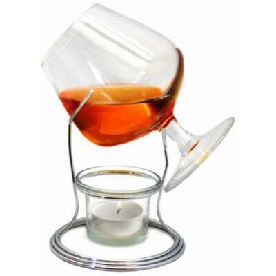 Chauffe-brandy et cognac Vin Bouquet - Acier inoxydable, Inclus verre et bougie Chauffe-brandy et cognac Vin Bouquet - Acier inoxydable, Inclus verre et bougie