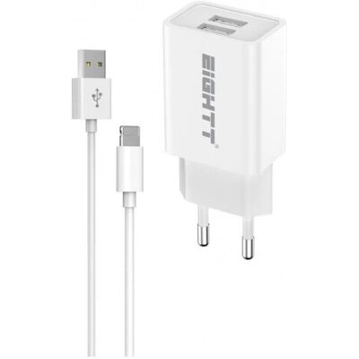 Chargeur Mobile Eightt ECW-IP - Universel, 2 USB-A, Câble 1,2m - Publicité Chargeur Mobile Eightt ECW-IP - Universel, 2 USB-A, Câble 1,2m - Publicité