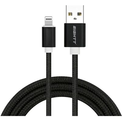 Eightt ECI-2B Nylon geflochtenes Lightning-Kabel - 1m - Schwarz Eightt ECI-2B Nylon geflochtenes Lightning-Kabel - 1m - Schwarz