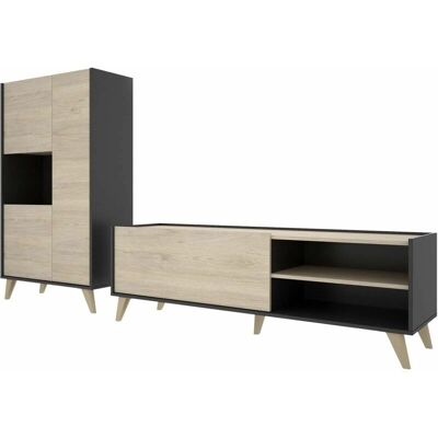 DKT Conjunto Salón Cazalilla-1 - Módulo Alto y Mueble Bajo TV DKT Conjunto Salón Cazalilla-1 - Módulo Alto y Mueble Bajo TV