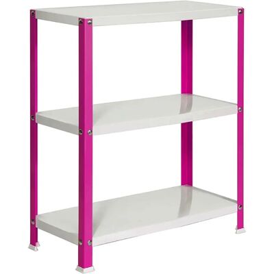 Estantería metálica SimonRack - 3 estantes, Rosa/Blanco - 900x1000x300 mm Estantería metálica SimonRack - 3 estantes, Rosa/Blanco - 900x1000x300 mm