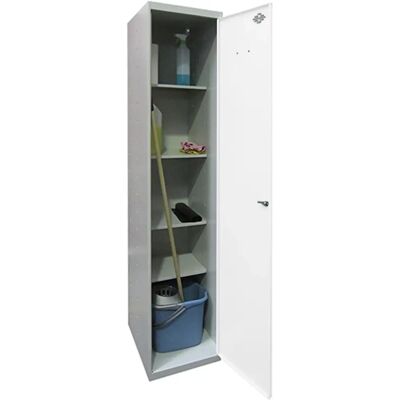Armoire Simon Rack Blanc/Gris 1800x400x400mm - Rangement pour outils de nettoyage - Publicité Armoire Simon Rack Blanc/Gris 1800x400x400mm - Rangement pour outils de nettoyage - Publicité