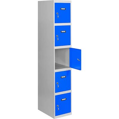 SimonRack Modèle INITIEL - Casier métallique 5 portes gris/bleu 1800x400x500mm - Publicité SimonRack Modèle INITIEL - Casier métallique 5 portes gris/bleu 1800x400x500mm - Publicité