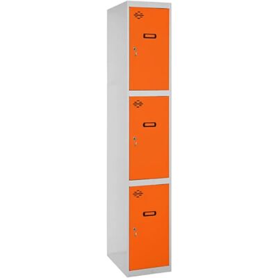 SimonRack Casier métallique 3 portes Gris/Orange - Casier - Publicité SimonRack Casier métallique 3 portes Gris/Orange - Casier - Publicité